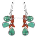 Magnifique Coral Stick &amp; Turquoise Turquoise Gemstone avec 925 Silver Desing Earrings au meilleur prix